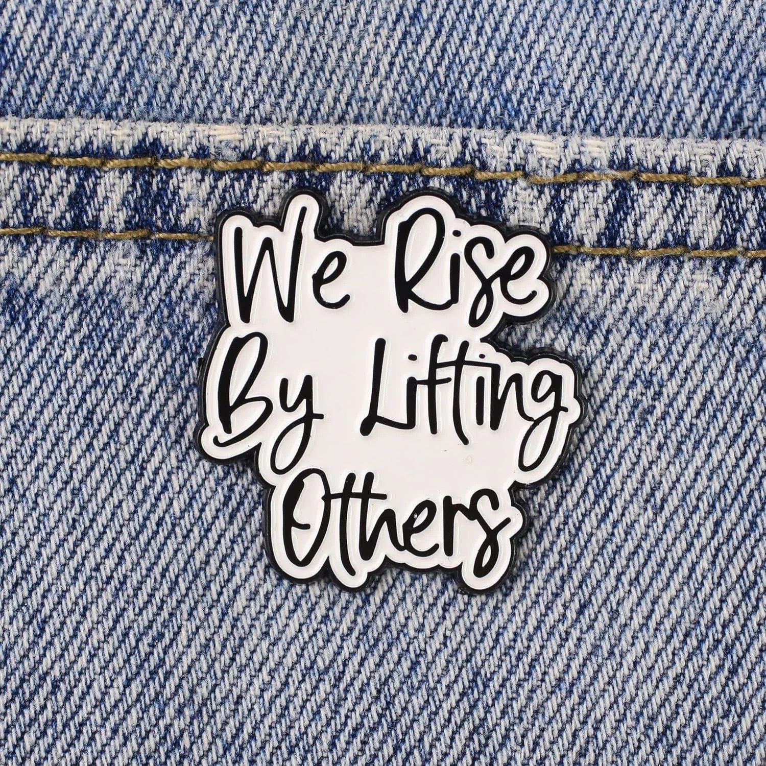 We Rise By Lifting Other Pin Brooch, Inspirational Enamel Pin, Encouragement Gif