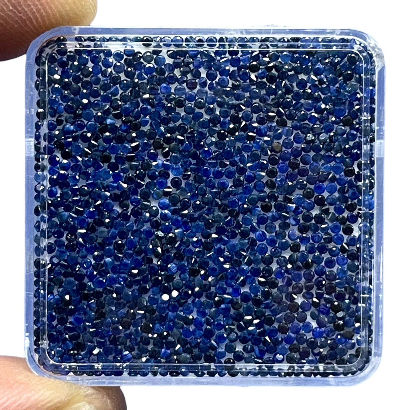 100 Pcs Natural Ceylon Blue Sapphire 1.2mm Round Diamond Cut Loose Gemstones Lot
