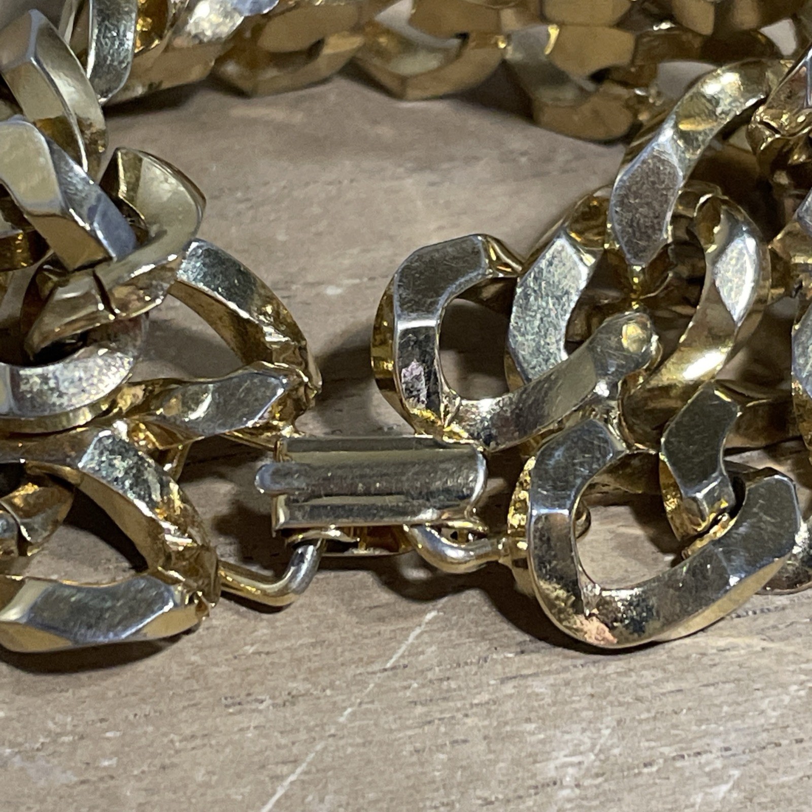 Gold-Colored Women’s Chain Bracelet Size 7.5 Inches & 75.05 Grams With Box Clasp