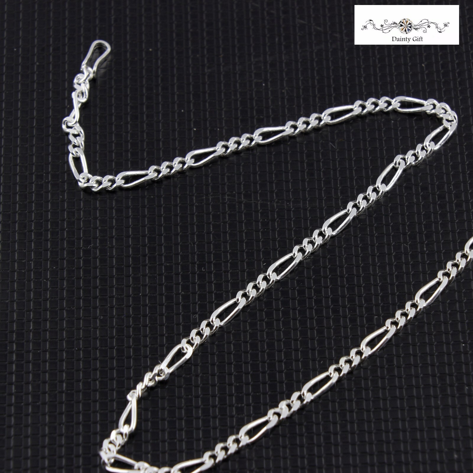 Women / Girl Italian 925 Sterling Silver Flat Figaro Chain Anklet Bracelet 9-10″