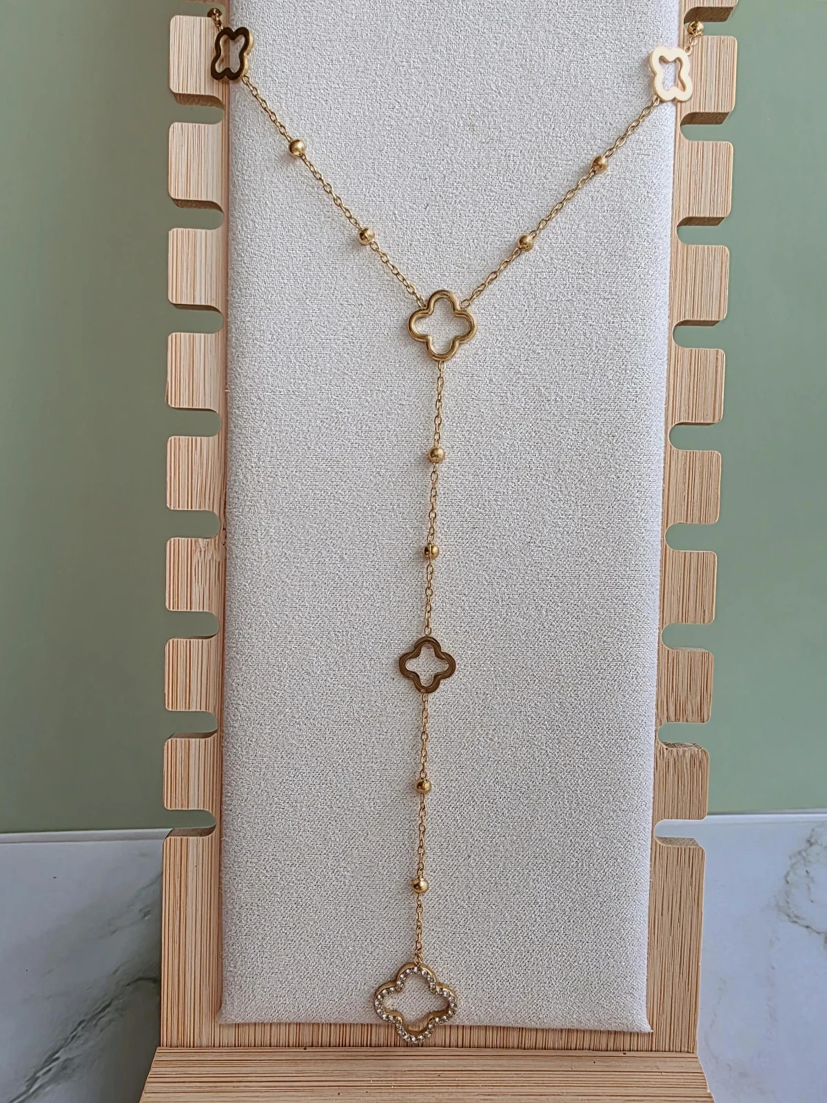 18K Gold Plated Lucky Choker Necklace Dainty Minimal Gift for Women Floral
