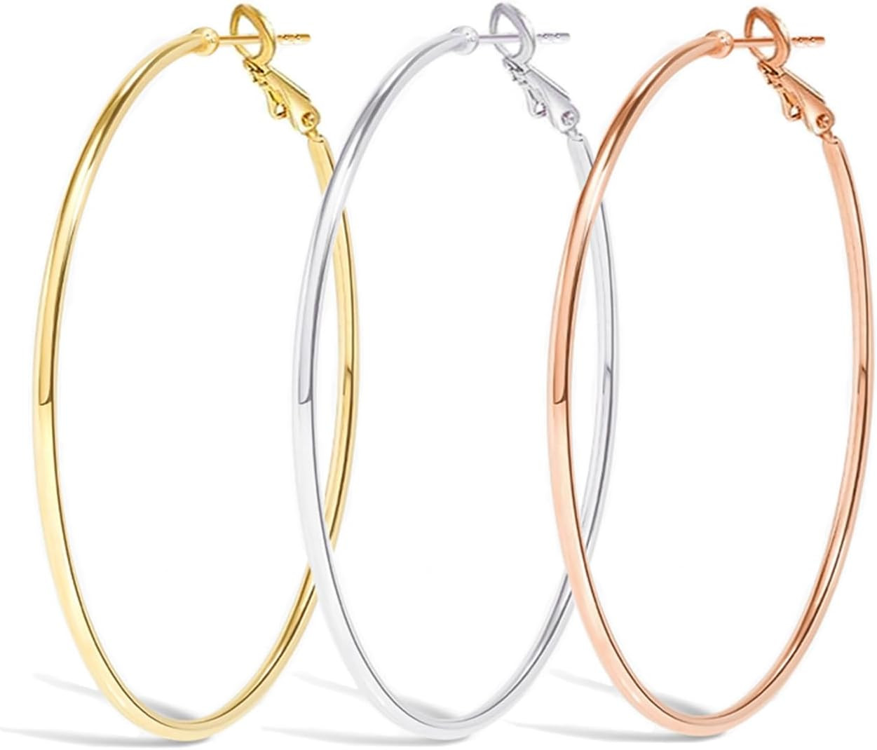 50Mm Big Gold Hoop Earrings for Women Girls,Dainty 14K Gold Hypoallergenic Rose