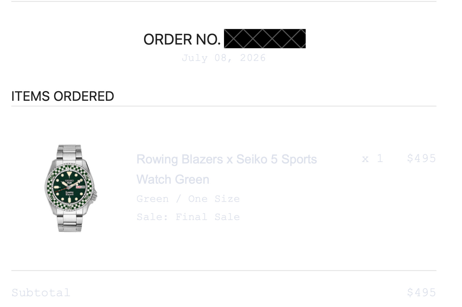 Seiko x Rowing Blazers x Wind Vintage 2026 Green Seiko 5 Diver 38mm – SRPM21