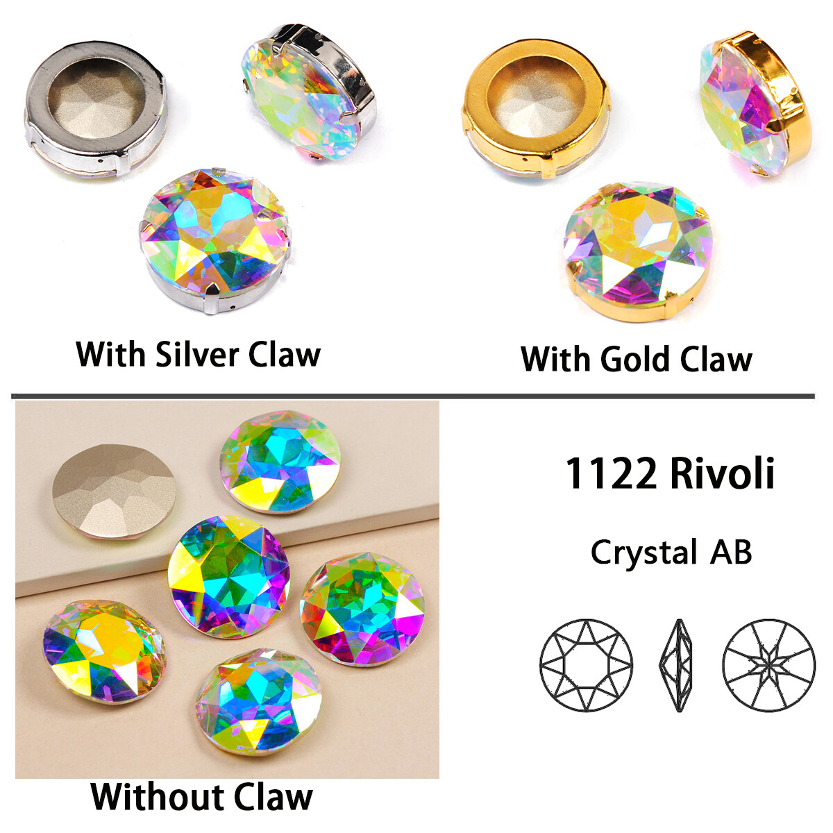Rivoli Crystal Clear Fancy Stones And Crystals Strass Point Back Sewn Rhinestone