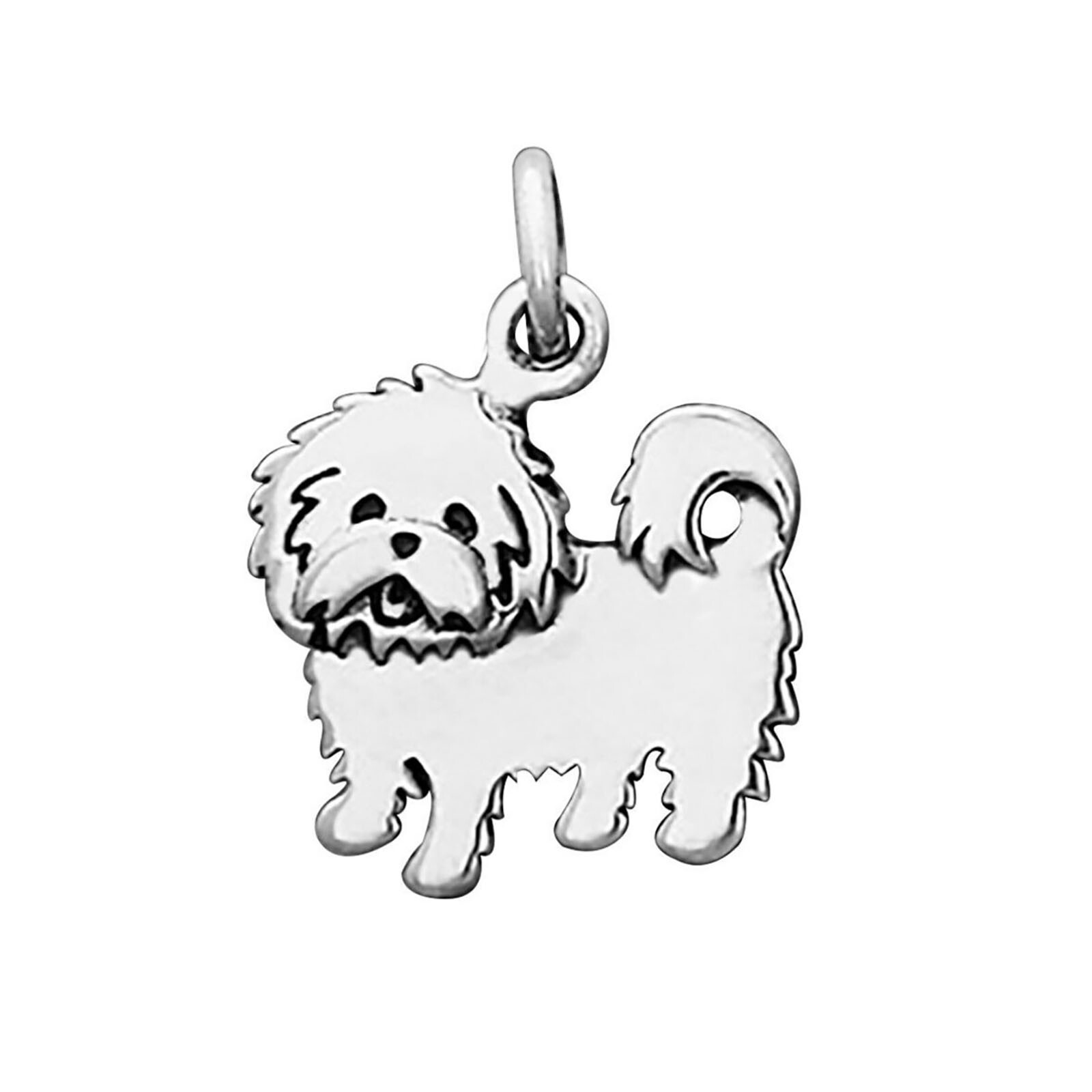Maltese Toy Dog Breed Puppy 925 Solid Sterling Silver Charm Pendant Bichon