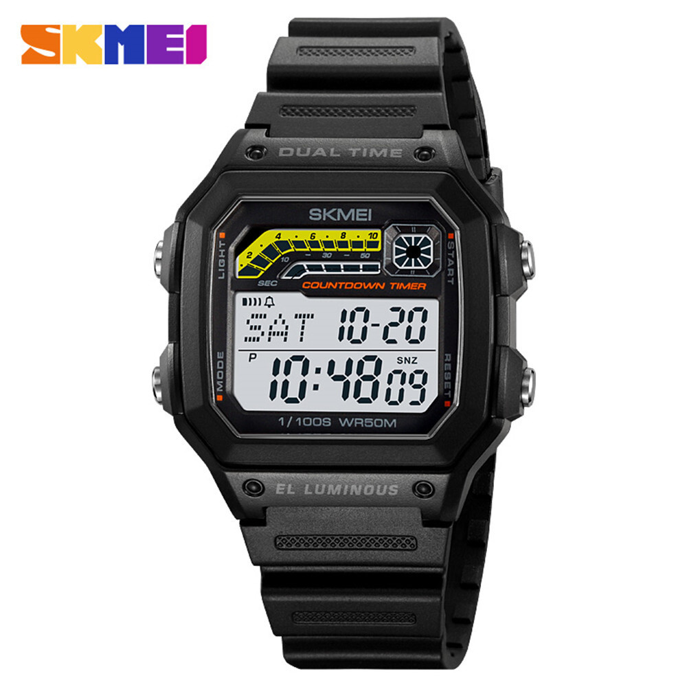 SKMEI Men Digital Watch Weekdate LED Wristwatch Male Steel Countdown Boy Watches