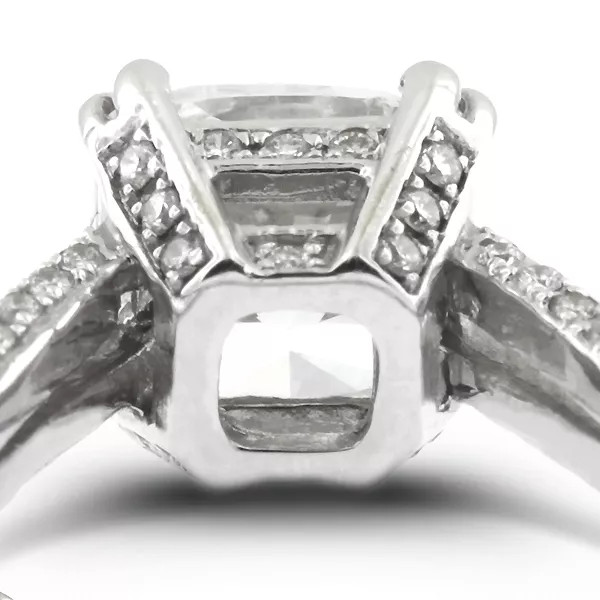 Side Stone Engagement Ring 14K Gold 2.53 Carat Cushion Lab-Grown Diamond H VS2