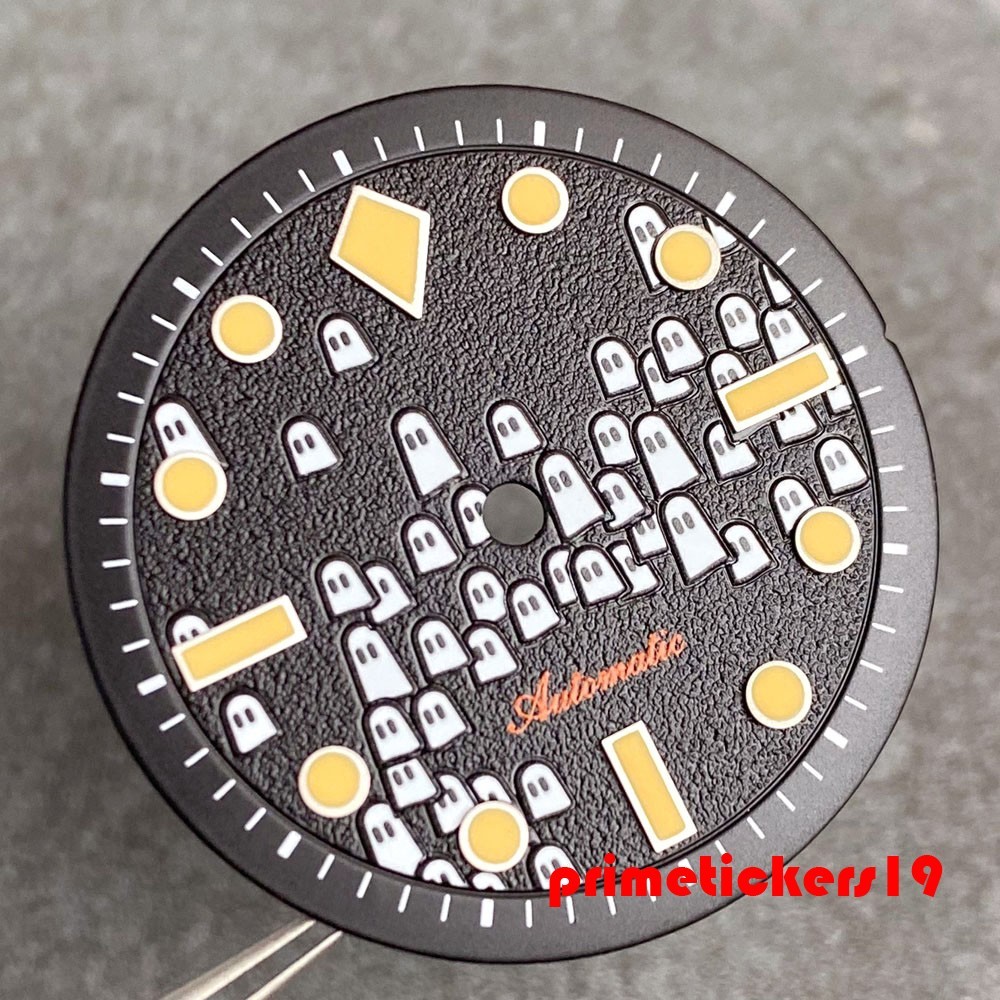 29mm Hallowmas Ghost Watch Dial Luminous Fit NH35 NH36 NH38 Movt Wristwatch Face