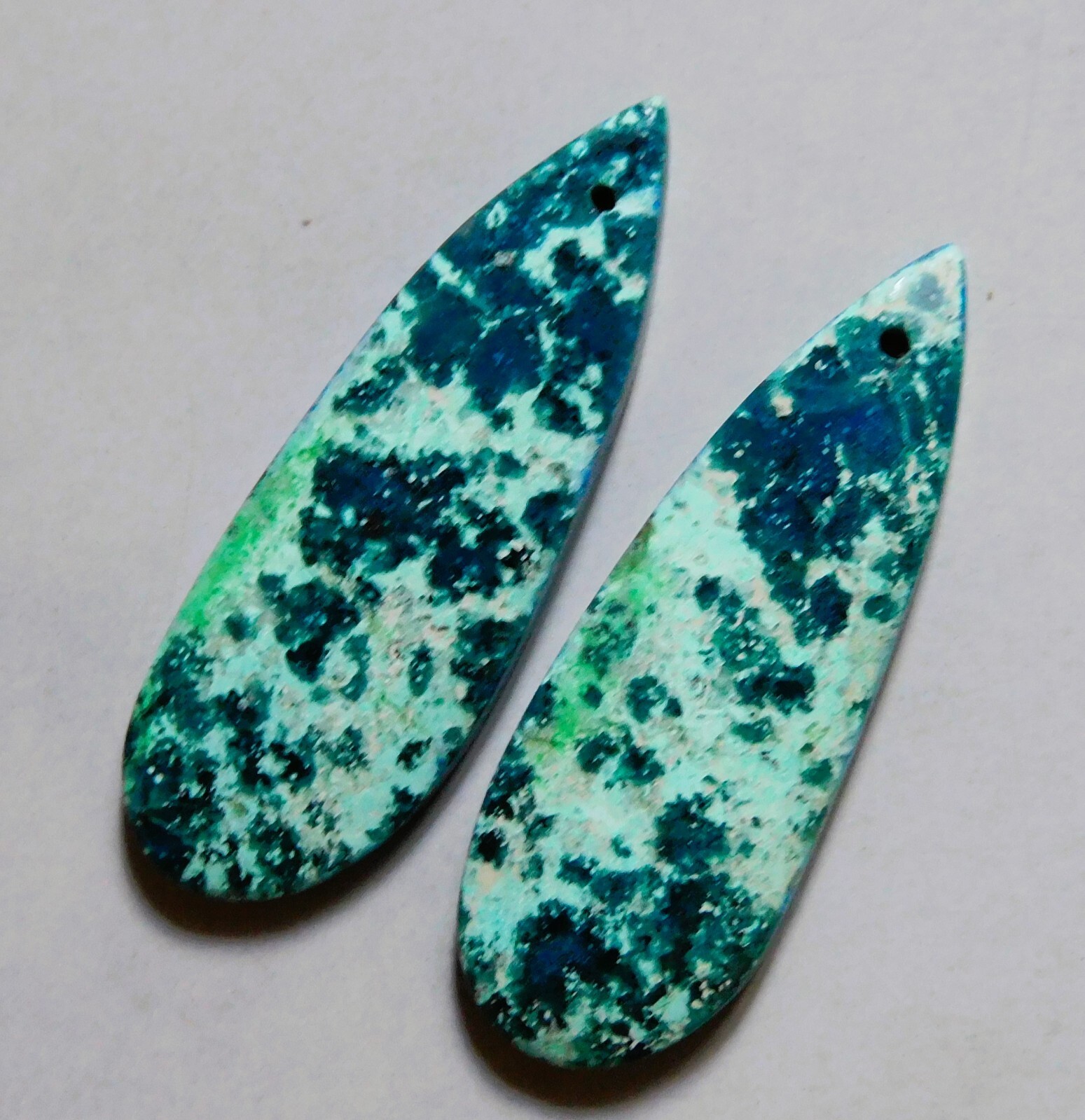 25.15 Cts Natural Shattuckite Drilled Cabochon Match Pair Gemstone 37X12.7MM