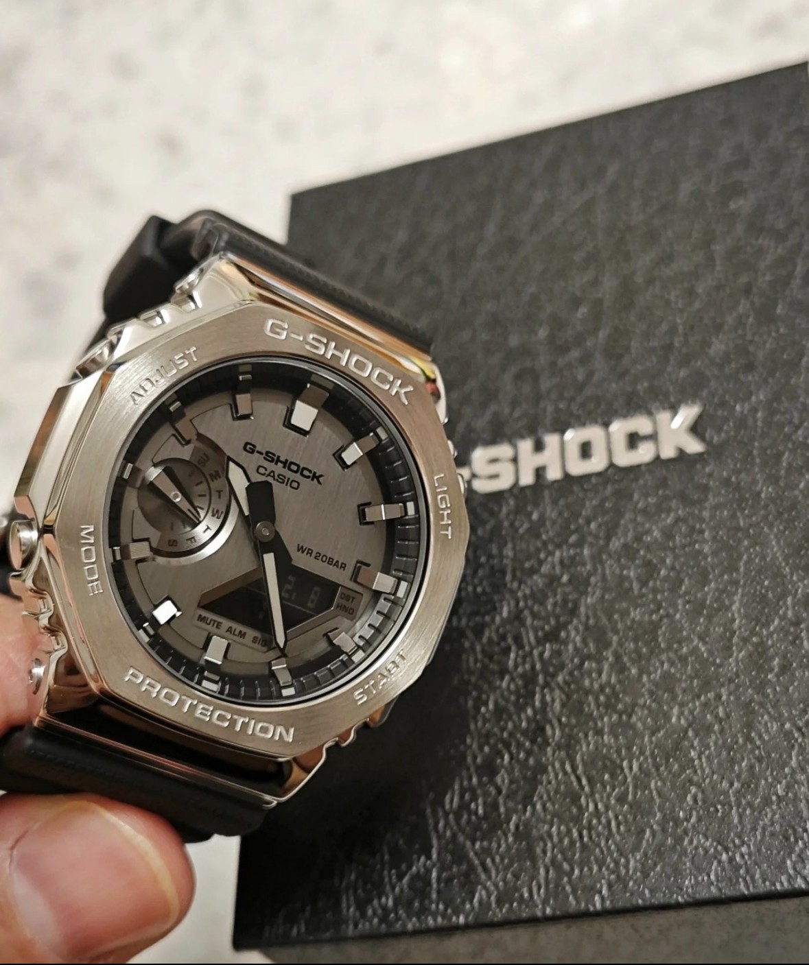 Casio GA2100 G-Shock Silver Case Black Dial Sports Watch With Box