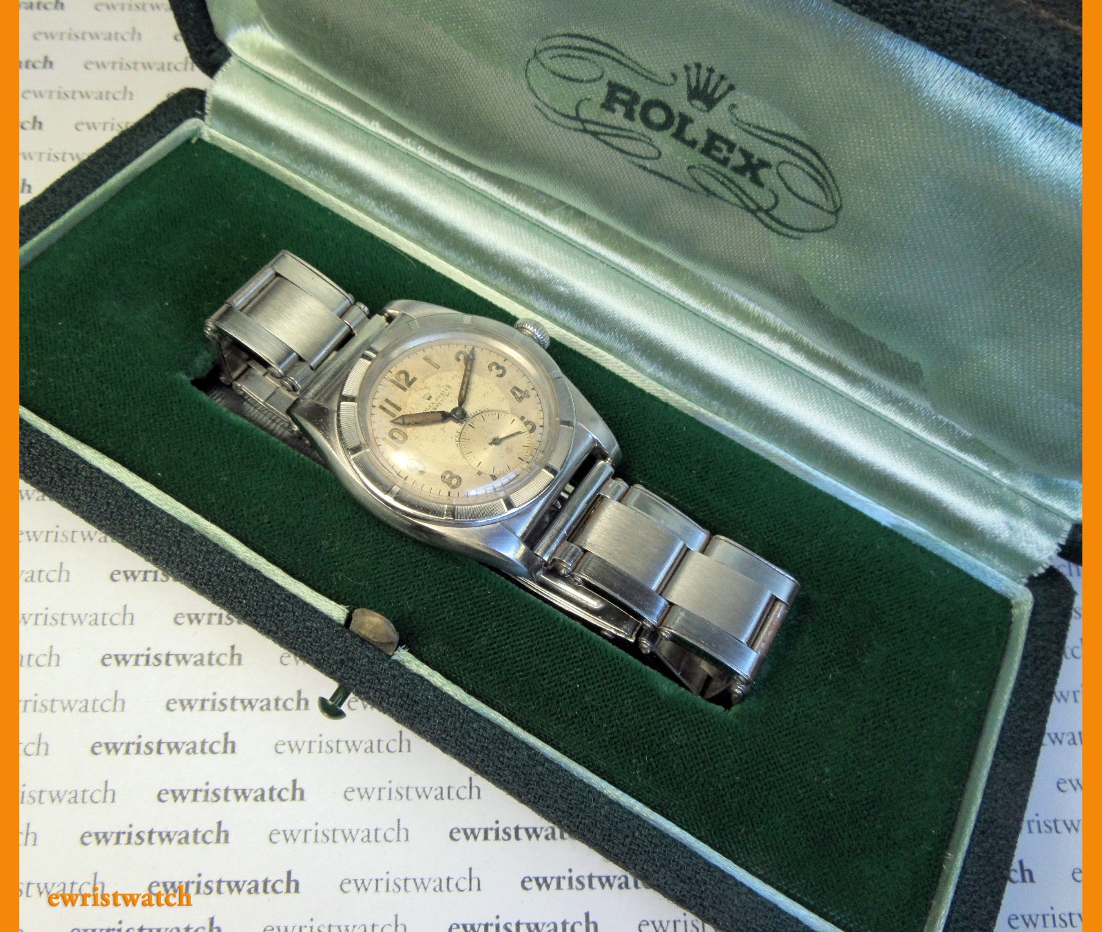 Vintage 40s Rolex Oyster Perpetual Bubbleback Original Military Sub-Seconds Dial