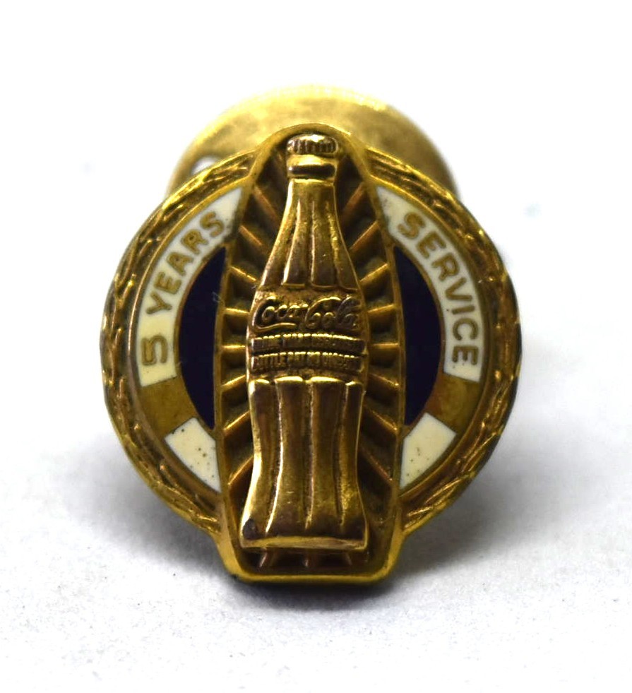 Vintage 10K Gold Coca Cola 5 Years Service Pin