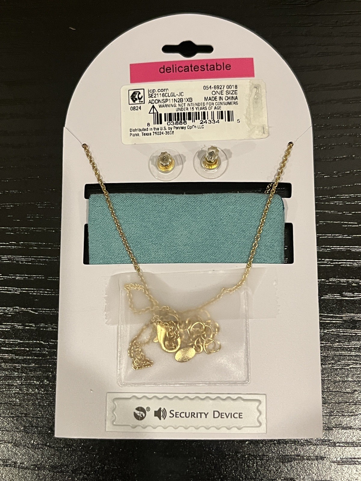 NWT Bijoux Bar Delicates GoldTone Necklace & Stud Earring Set w/Pouch Letter S