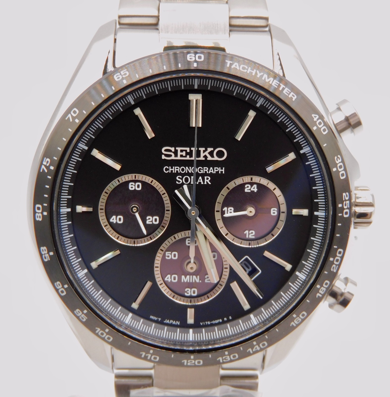 NEW SEIKO Selection SBPY167 Solar Chronograph Black Panda Dial Mens Watch in BOX