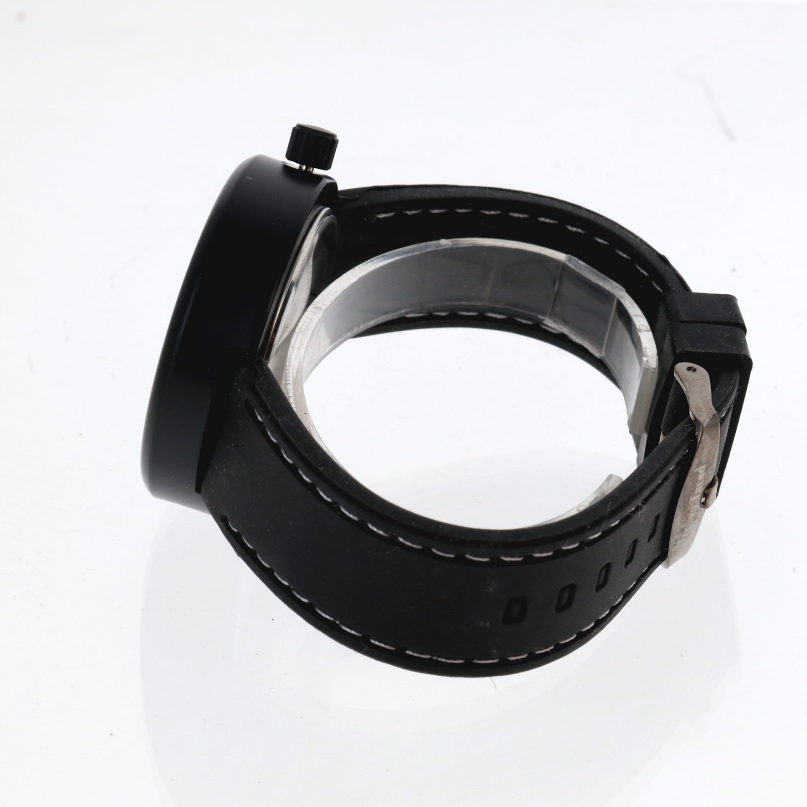 Men’s Black Finish Techno Trend Fashion Black Silicone Band Dressy Watch