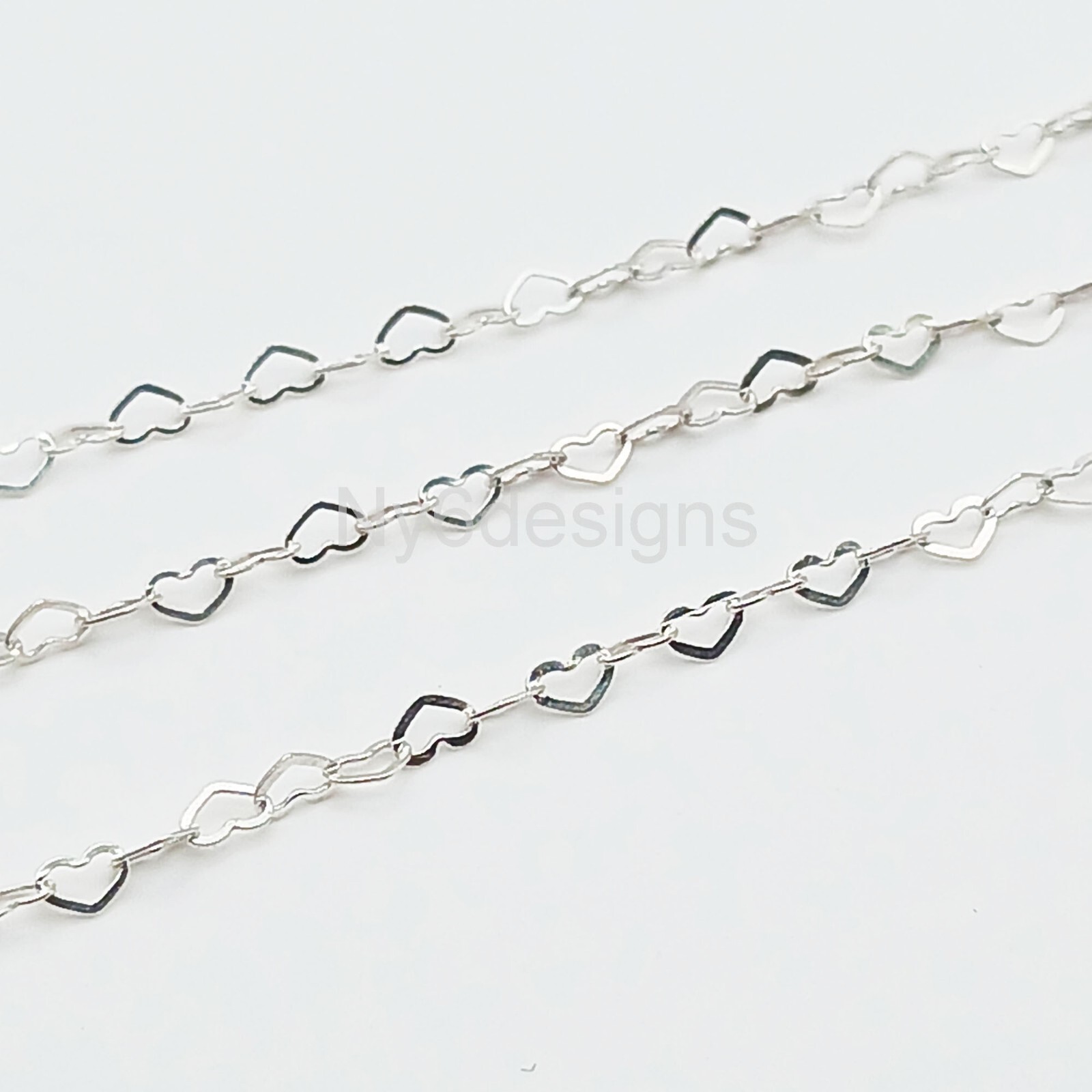 925 Sterling Silver Flat Heart Cable Chain 2.7×1.9mm Jewelry Supply sold by ft