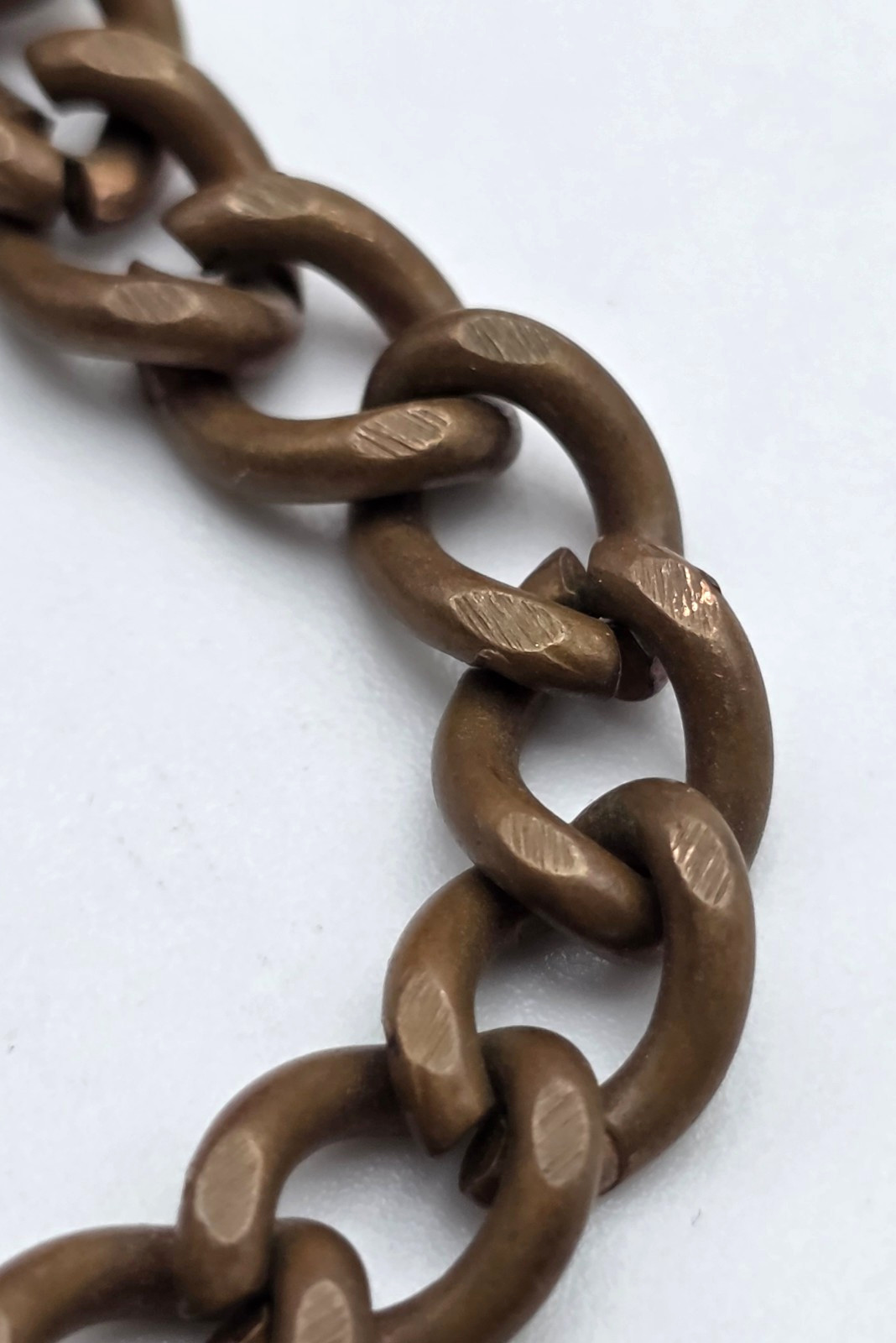 Vintage Solid Copper Heavy Rolo Cable Link Bracelet 6.25 In Fold Over Clasp 8.2m