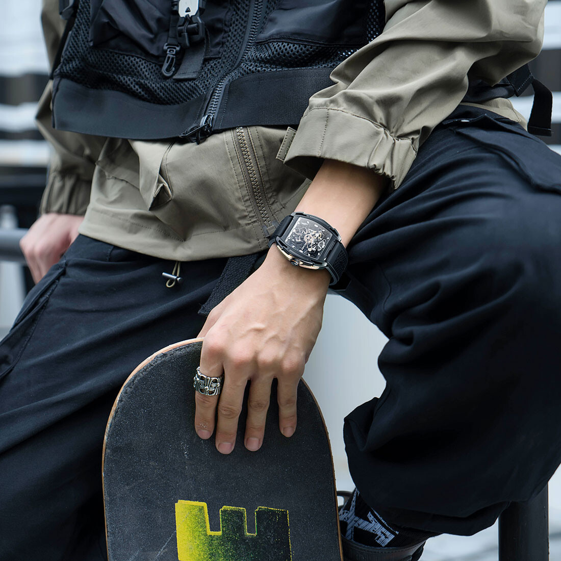 CIGA Design Z Series Automatic Openworked Steel Dlc Gold Black Men’s Watch
