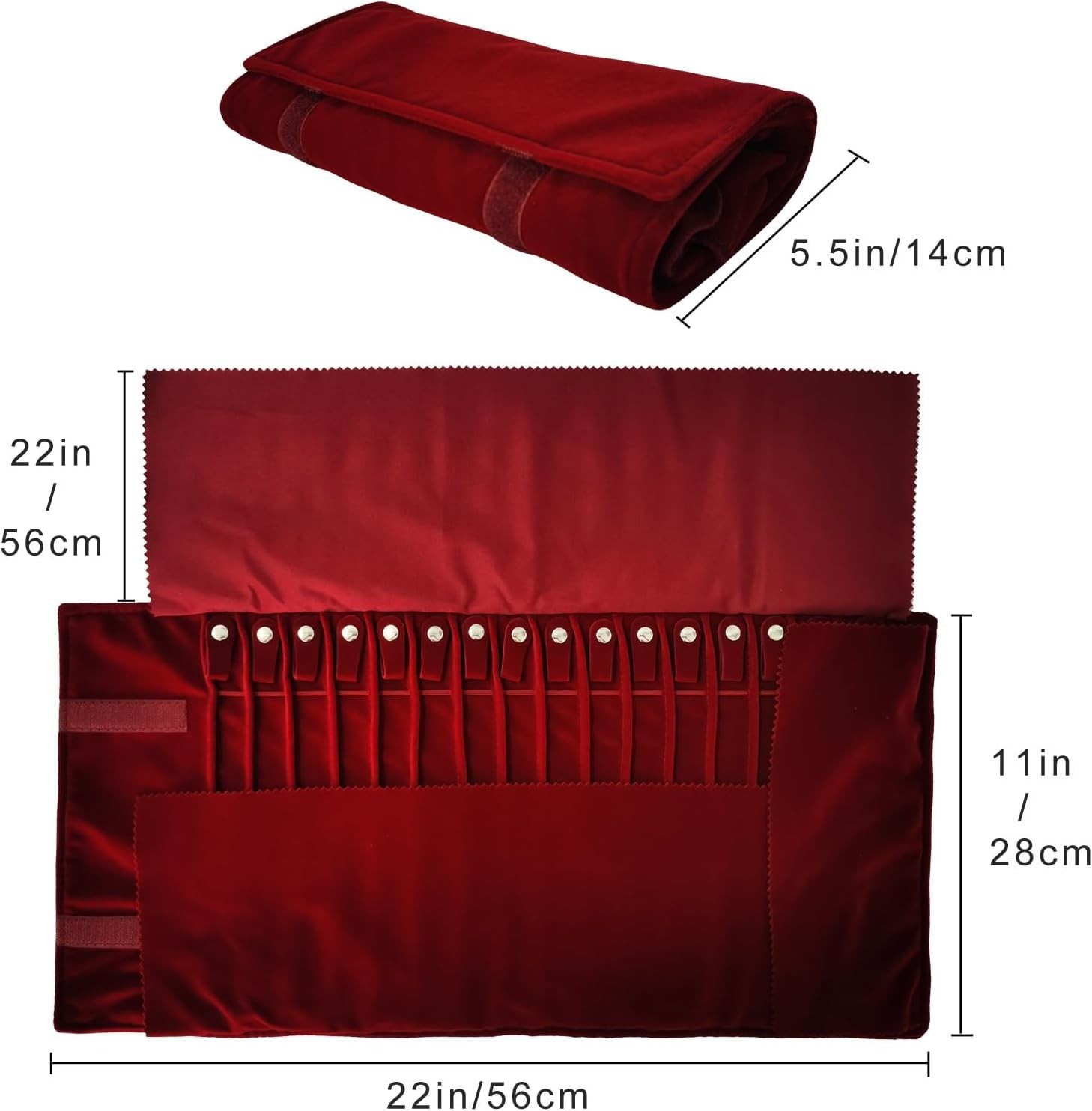 Portable Jewelry Roll Untangled Secure Necklace Travel Storage Bag Displays H…
