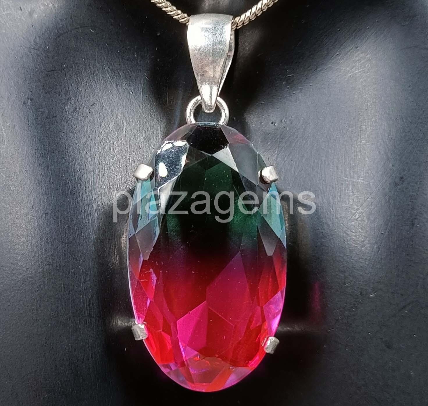 68.50 Ct Oval Cut Bi-Color Pendant 925 Strealing Silver EGL 4RDR