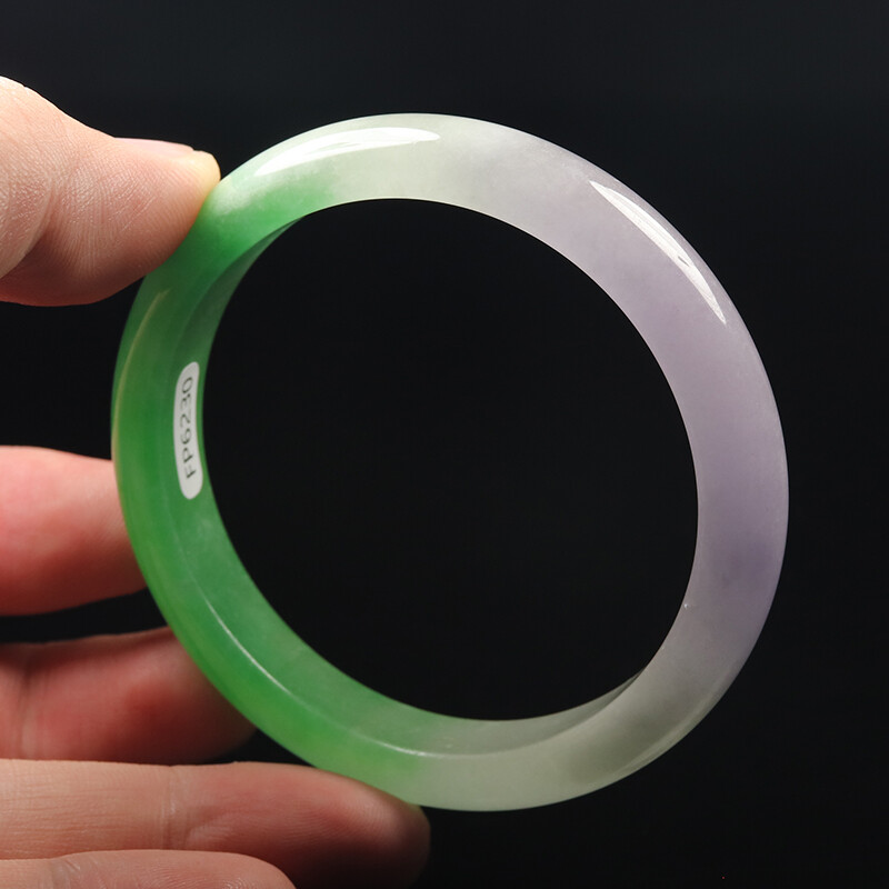 58mm Lavender Purple Green Jadeite Jade Bangle Bracelet Burma Jadeite 12513