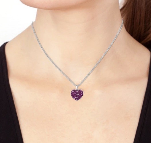 Effy 925 Sterling Silver Ombré Ruby & Pink Sapphire Heart Splash Pendant 18”