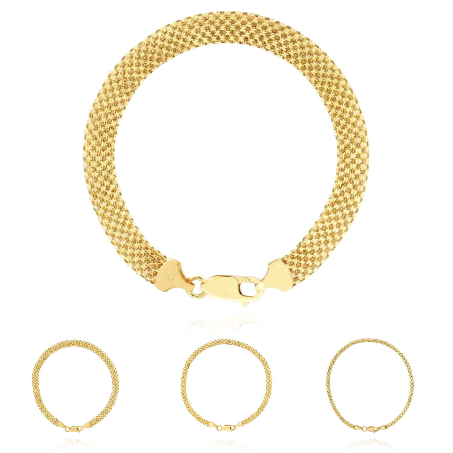 14K Yellow Gold 2.5mm-7mm Bismark Bracelet 7.25″