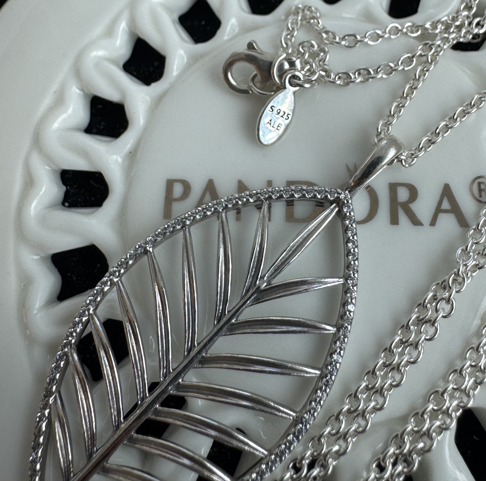Authentic Pandora Palm Leaf Chain Necklace #390370CZ- 90 cm / 35.4 in