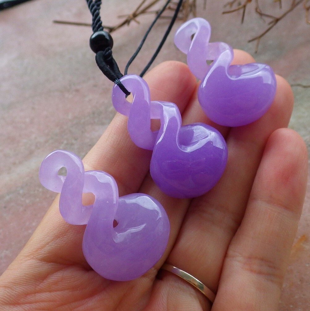 1 piece CHINESE Lavender JADE PENDANT Circle *8* Knotted Knotte 平安扣 397442