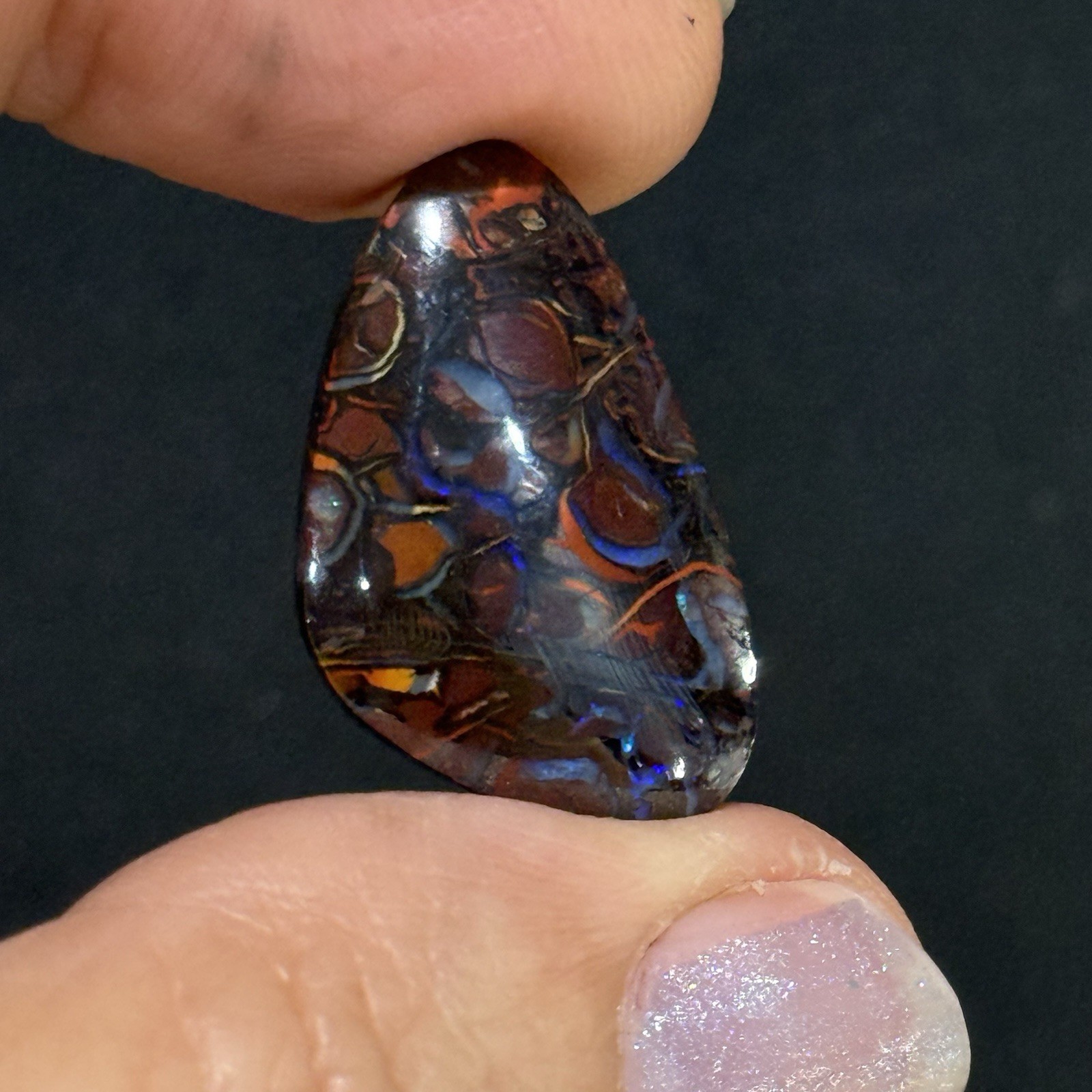 17ct 24.3×14.7×5.4mm Colorful Australian Koroit Boulder Opal Free Form Cabochon