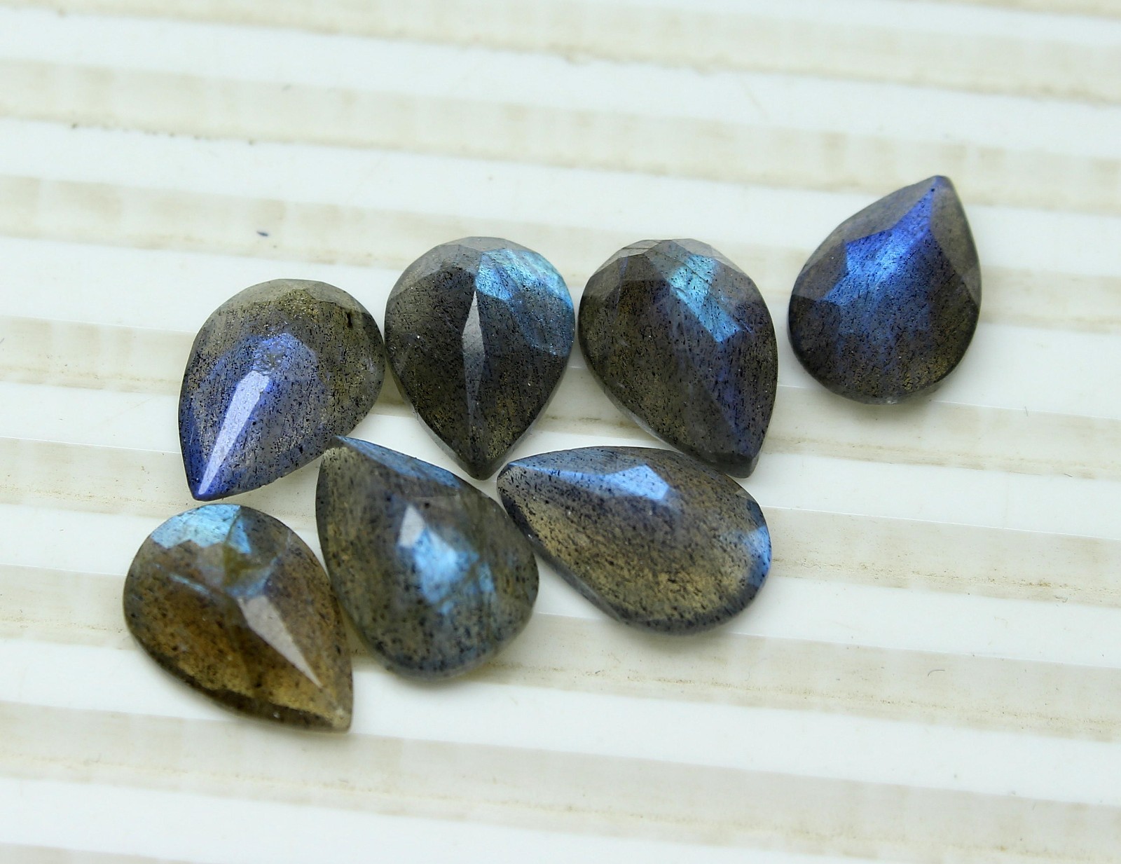 5x7mm Blue Labradorite Natural Pear Faceted Cut Loose Gemstone