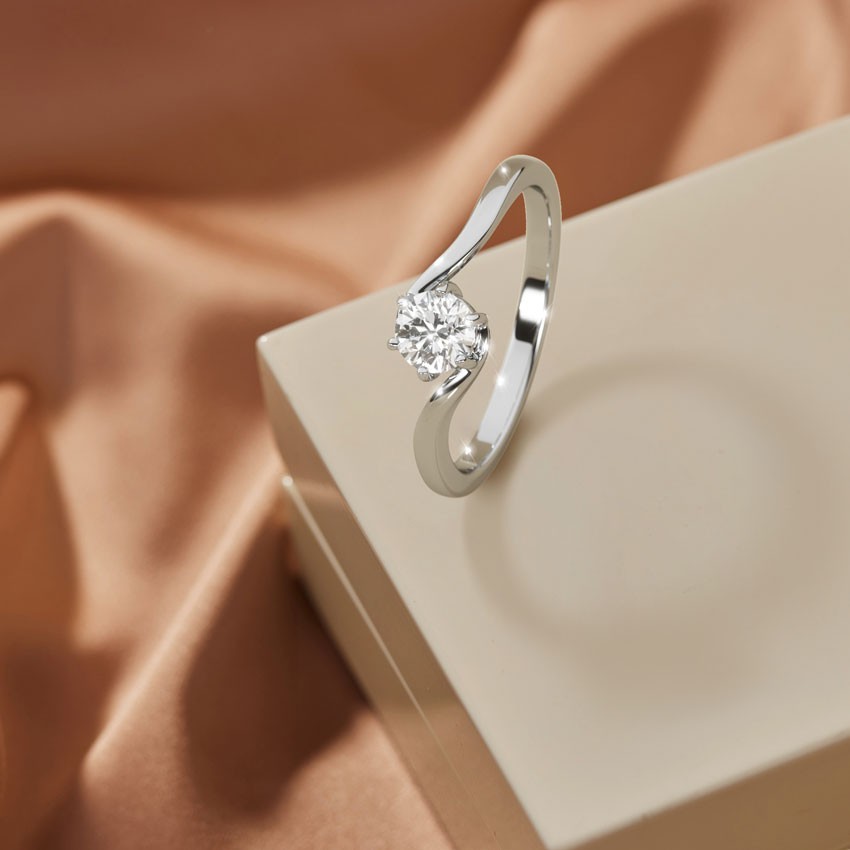 Round Diamond Ring 0.50 Ct GCI IGI Lab Grown Solid 14K White Gold Size 5 6 7 8 9