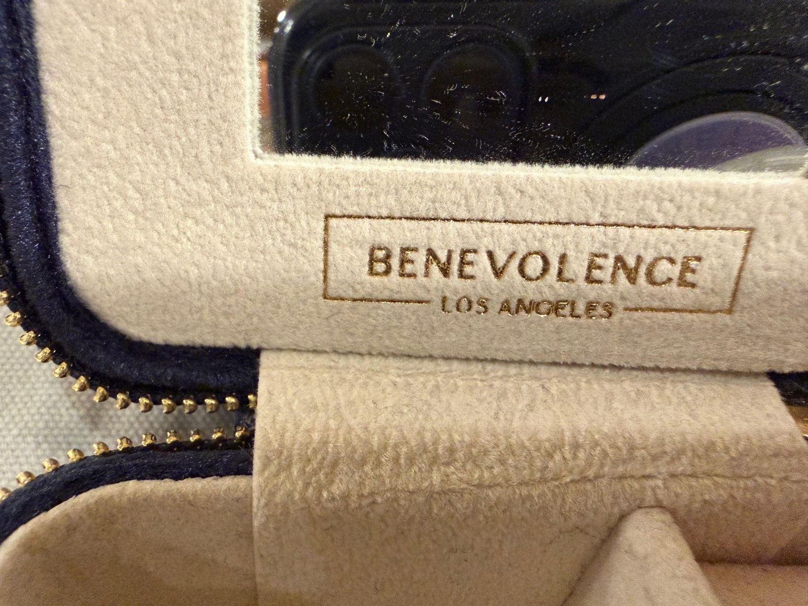 Benevolence LA Travel Jewelry Organizer Velvet Zip Case Ring Storage Blue