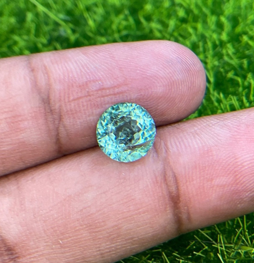 1.96cts natural Hi-End neon blue green paraiba tourmaline round loose gemstone
