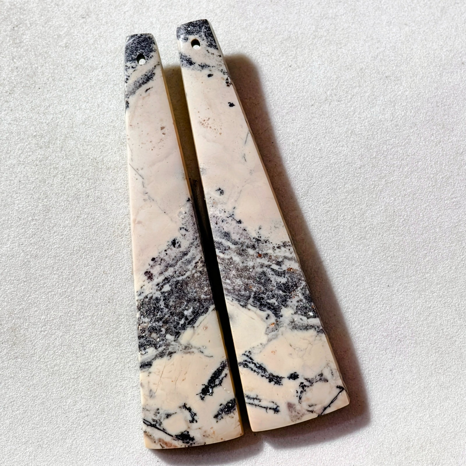 63 Cts Natural Porcelain Jasper Drilled Pair Cabochon Gemstone 59 X 14.2 MM