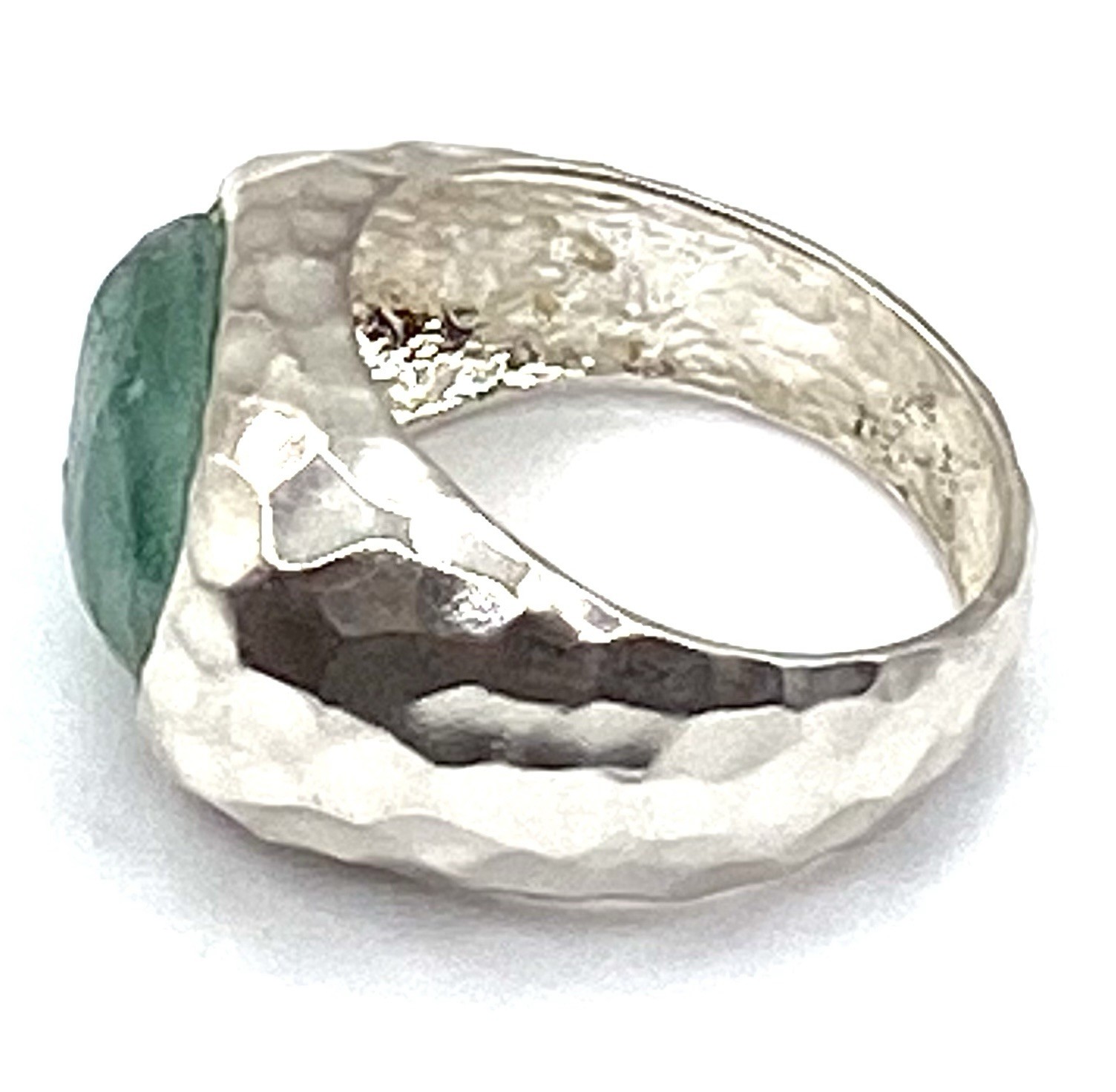 Israel Hammered Sterling Silver / 925 Blue Stone Ring Size 10