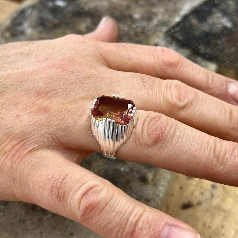 Men Handmade Natural Zultanite Square Handmade Ring