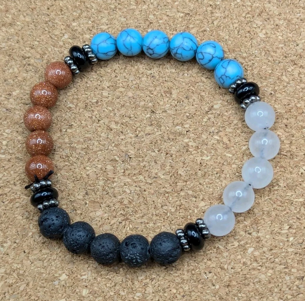 Mix Gemstone Beaded Stretch 8mm Artisan Bracelet (17cm) S / M Wrist