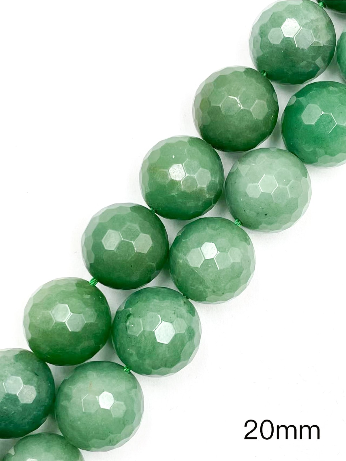 Natural Green Aventurine Faceted Round Beads Size 6mm to 20mm 15.5” Strand