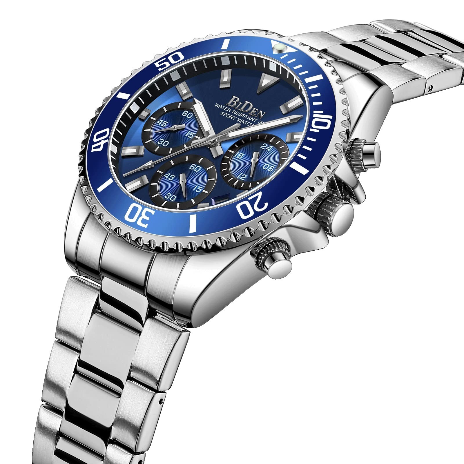 BIDEN Men’s Analogue Quartz Watch with Stainless Steel Strap, Gold Dial