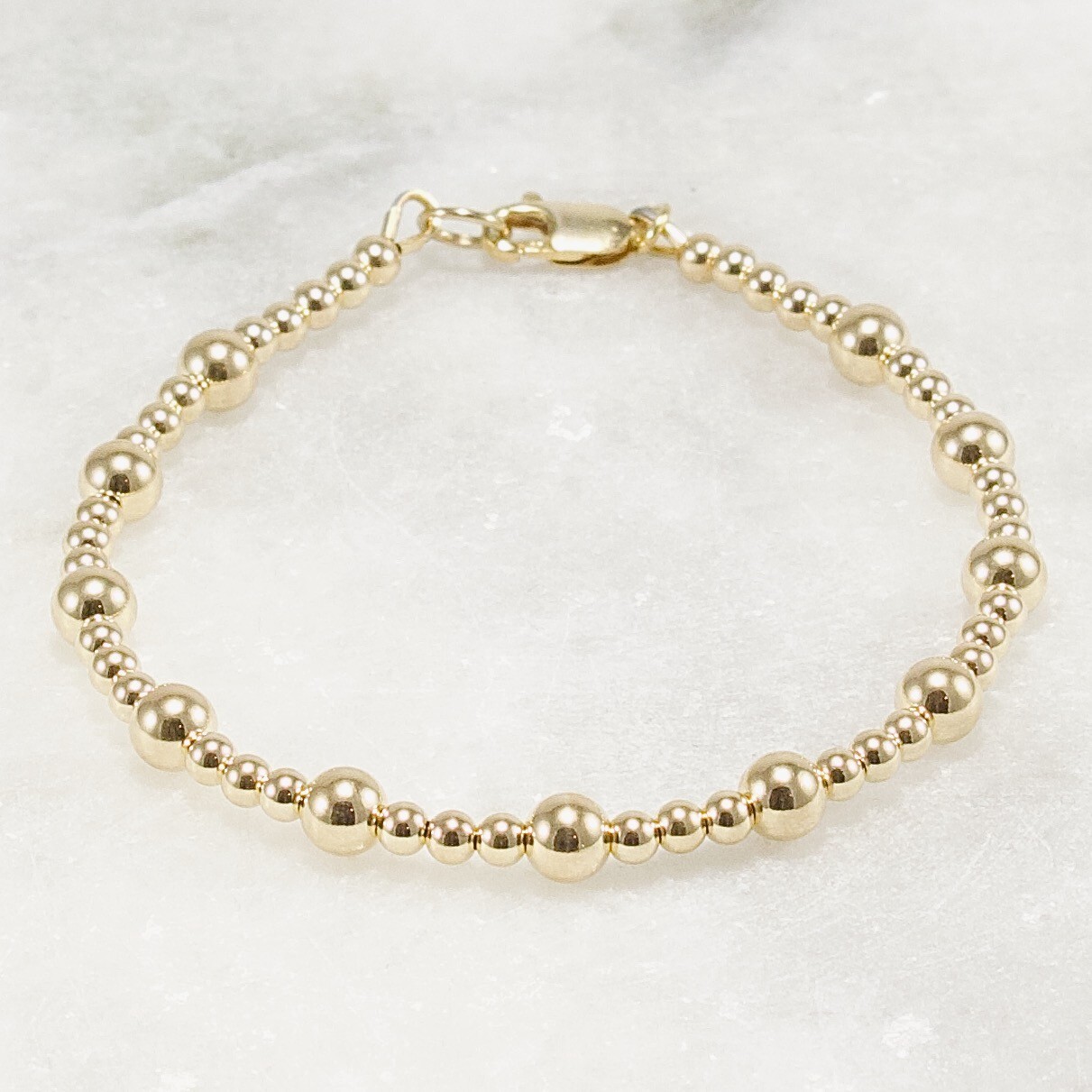 Gold Beaded Bracelet 14k Gold Filled 3mm 5mm