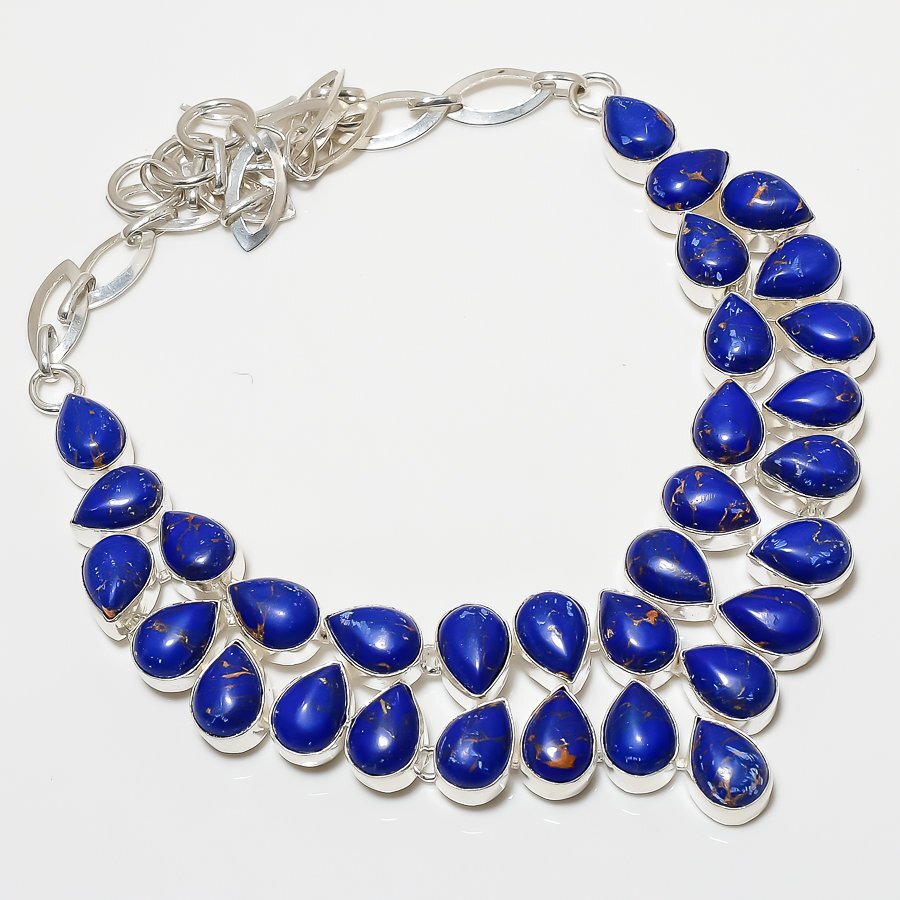 Copper Lapis Turquoise Gemstone 925 Sterling Silver Jewelry Necklace 18″ u615