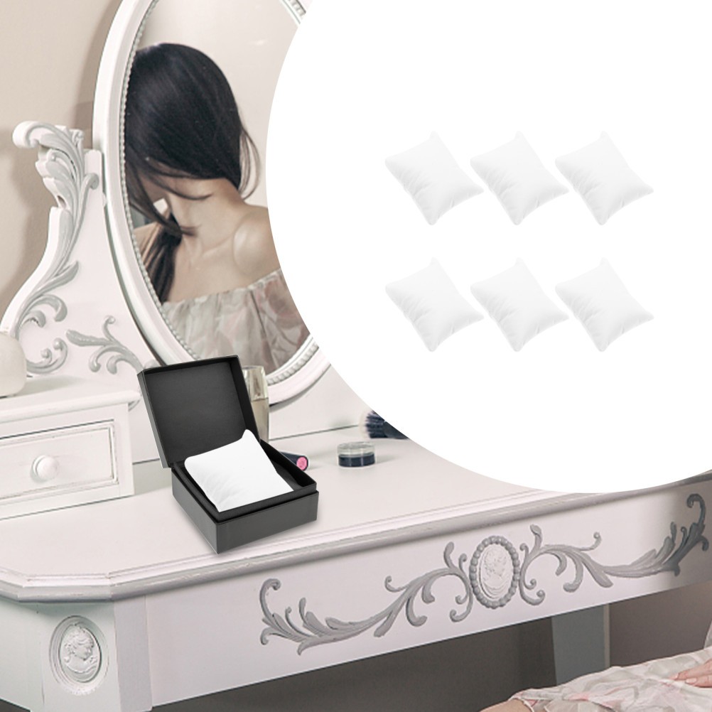 6Pcs White Watch Pillows Soft Lint and Silk Floss Cushion for Jewelry Box Liner