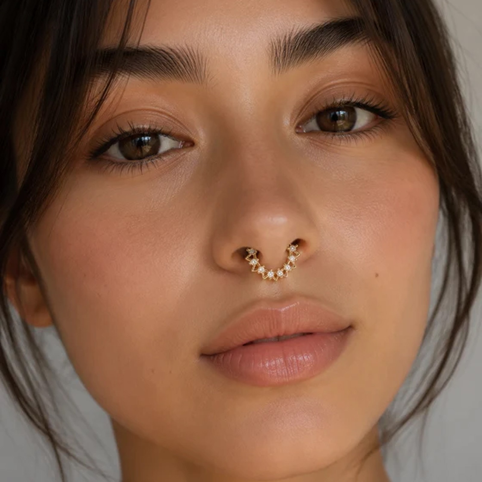 G23 Titanium Sunray CZ Hinged Segment Clicker Ring for Septum Nose Helix Daith