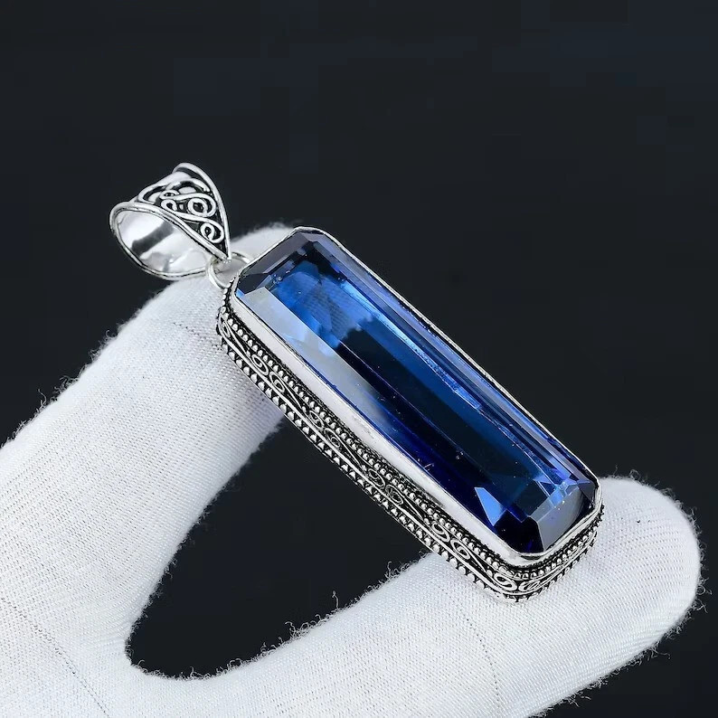 NEW LOOK Tanzanite Gemstone Handmade 925 Sterling Silver Jewelry Pendant 2.25″