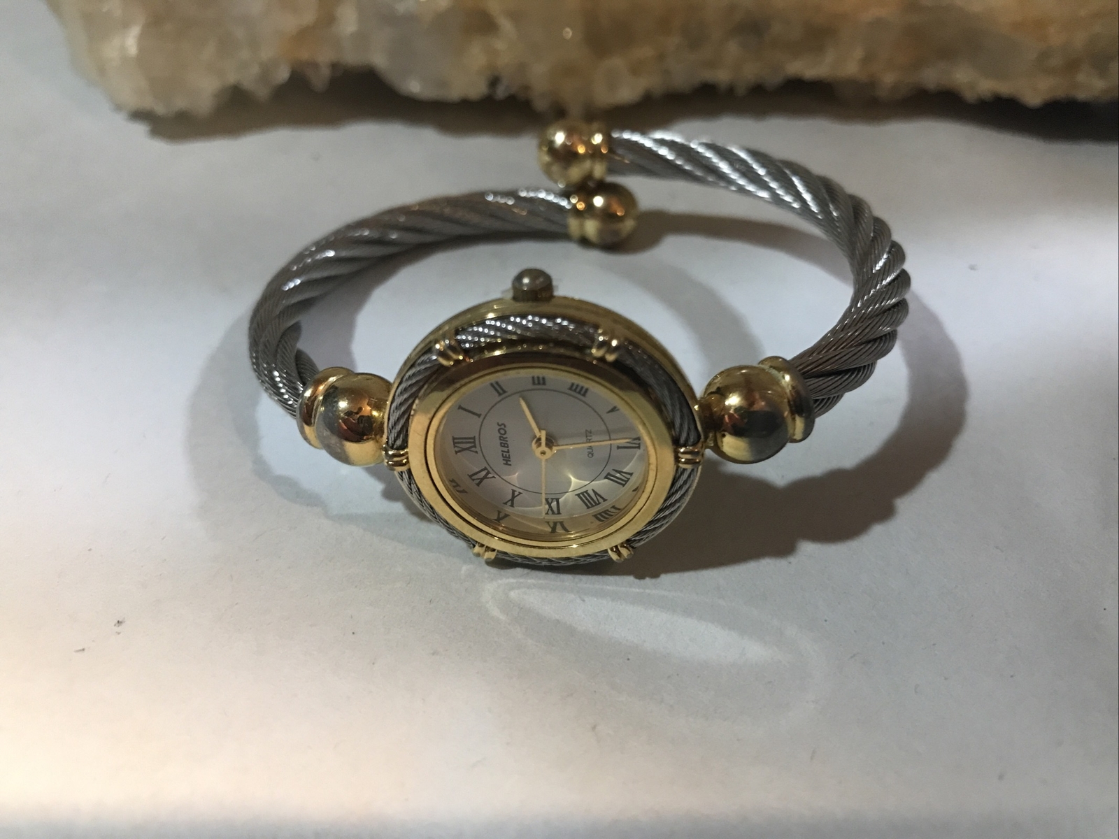 Ladies Helbros Metal Wire Bracelet Watch With New Battery