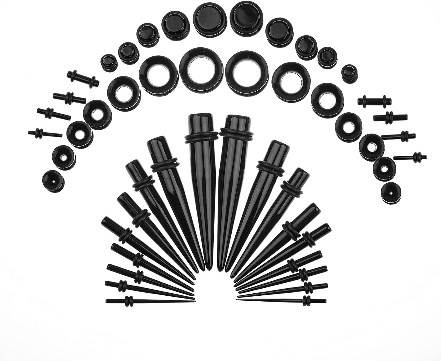 Stylish Punk Ear Gauges: 50-Piece Multi-Size Piercing Kit for Fashion Lovers