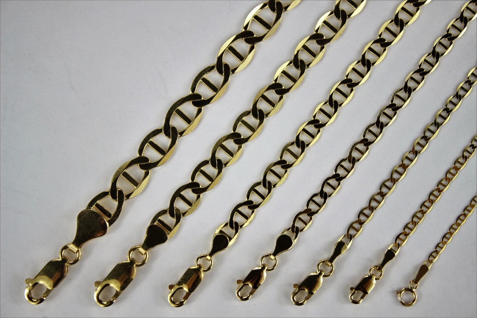 10K SOLID YELLOW GOLD MARINER LINK CHAIN NECKLACE FOR MEN WOMEN 2mm ~ 6.5mm