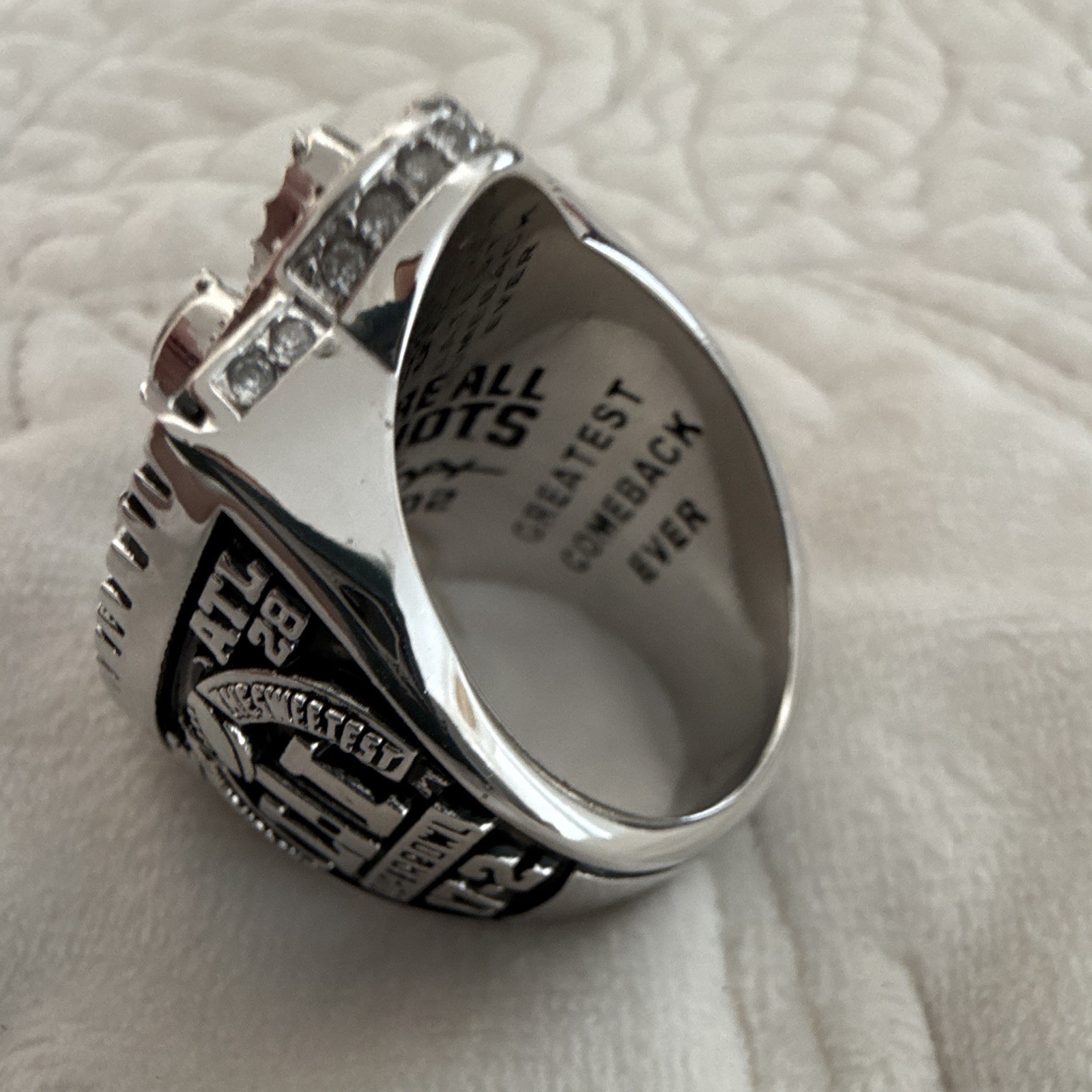 NE Patriots Supperbowl Alloy Steel Ring Blue / Steel Color Ring Size 10? I Think