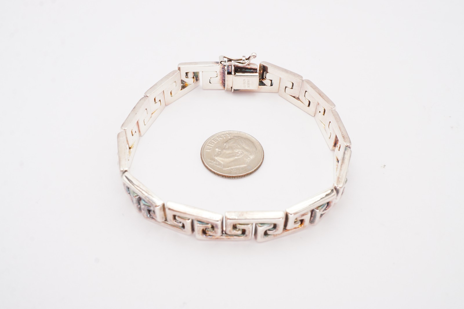Milor Sterling Silver 925 Greek Key Bracelet 7.25″ Italy